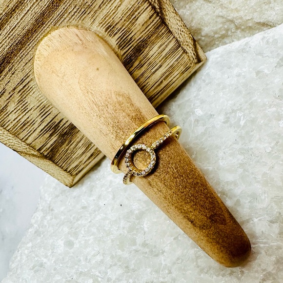 EUC Jules Smith 14k Yellow Gold Micro Pave CZ Halo Cuff Ring - Picture 5 of 12